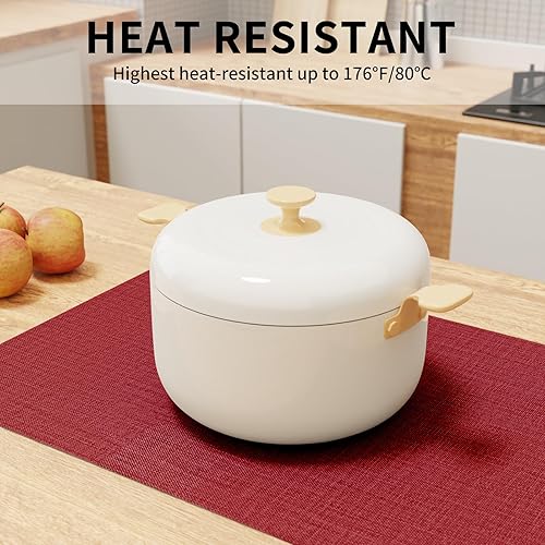 Miniatura 2 de Juego de 4 manteles individuales de tela, mezcla de lino y algodón resistente al calor, de doble capa, lavables a máquina, tela gruesa sin arrugas,