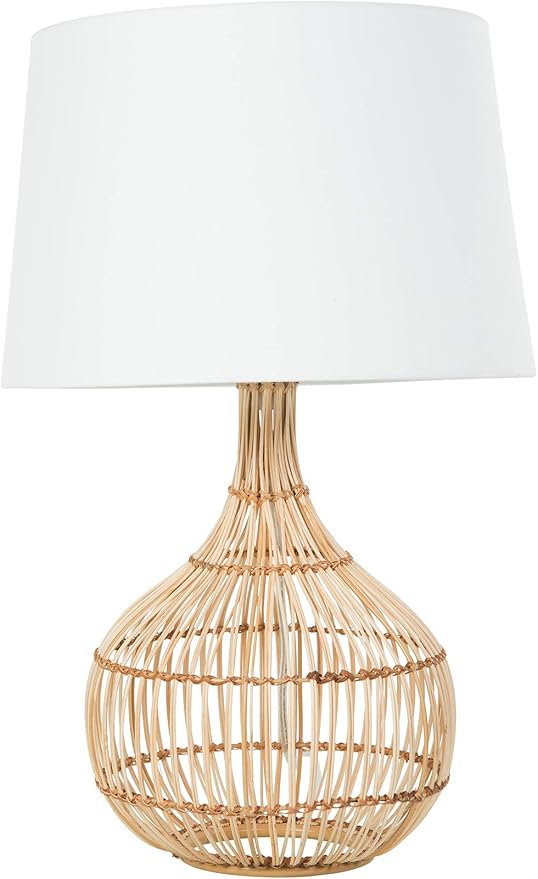 Kouboo Kouboo Luhu Cane Rib Bulb Table Lamp Natural with White Shade