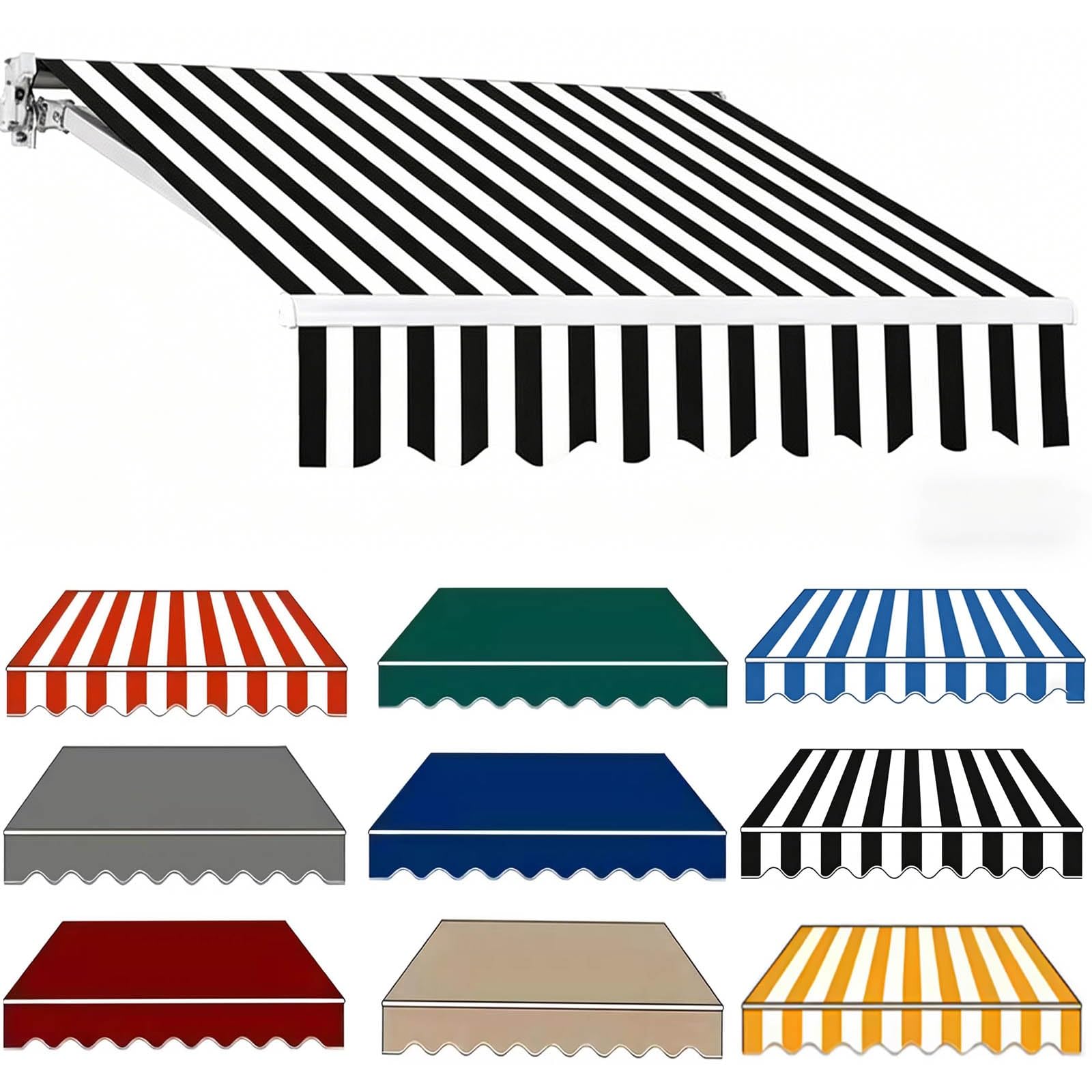Toile de rechange pour auvent de terrasse noir A 4x2,4 m en polyester