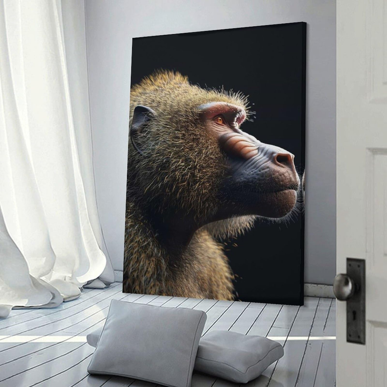 Junmoney Baboon Canvas Wall Picture, 24x36inch(60x90cm), for Front Hall, Corridor Or Welcome Spaces, Wall Decor to Refresh Empty Corners