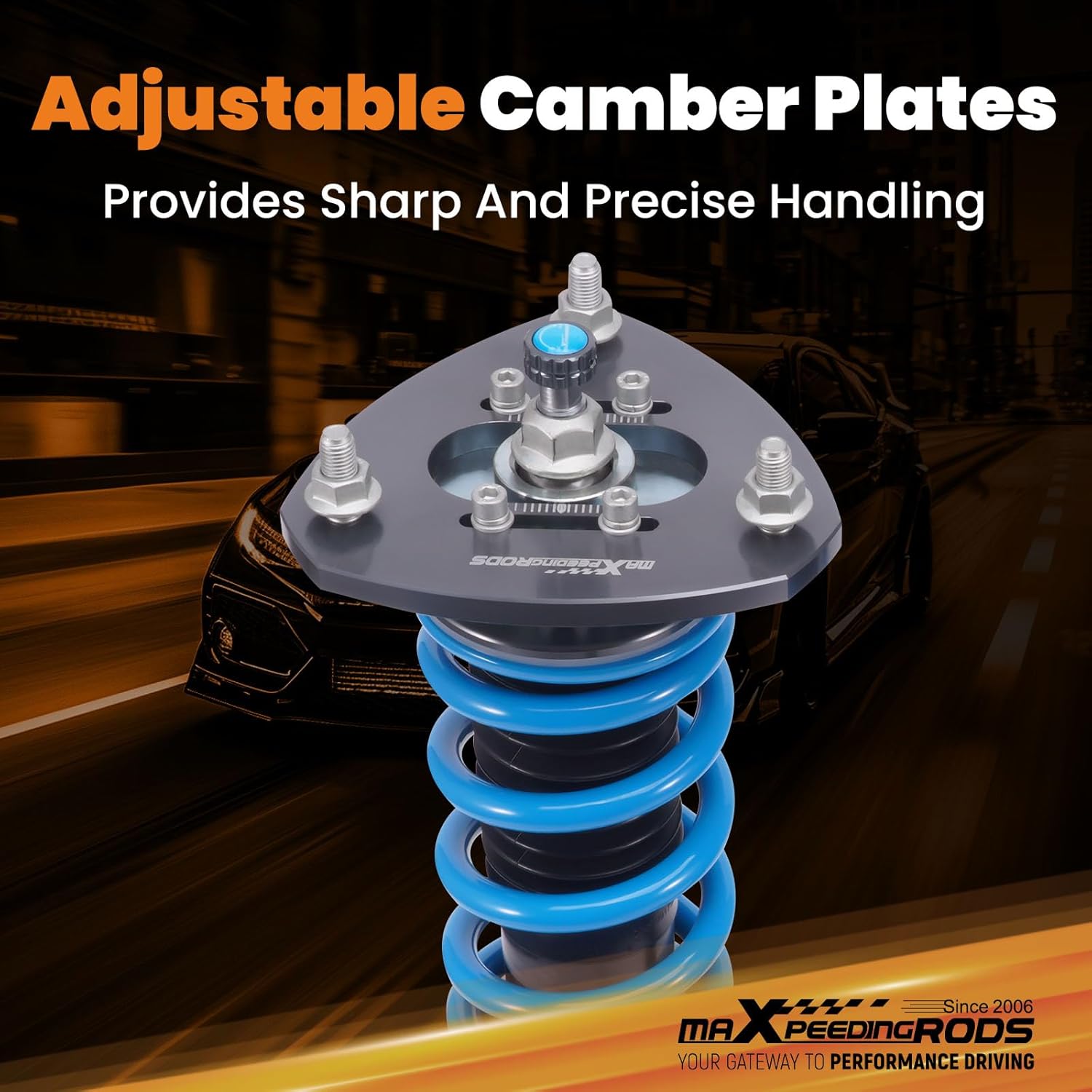 maXpeedingrods Coilover for Honda Pilot 2003-2008, 24 Levels Damper Adjustable Coilovers Suspension Kit Strut, Height Adjustable T6 Upgraded Lowering Kits Blue