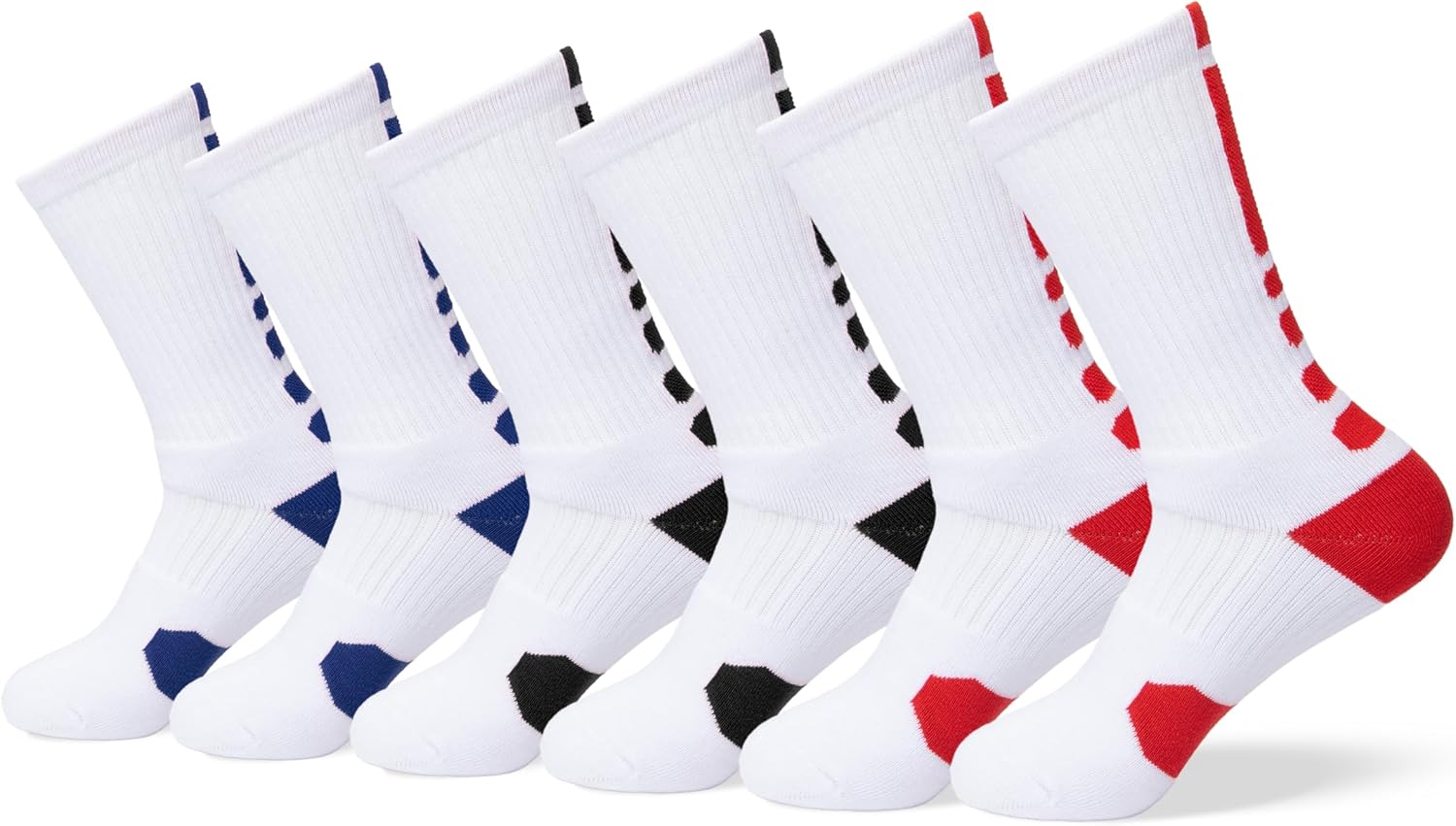 VNG Cushioned Athletic Crew Socks for Men Sizes 9-12, Light Compression Secure Fit Moisture-Wicking Sports Performance