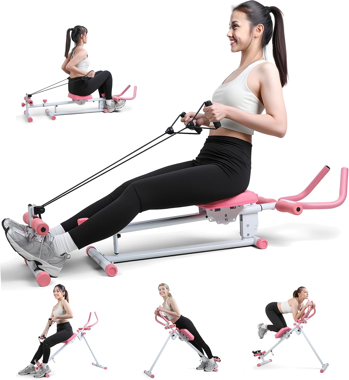 Máquina de remo 4 en 1 plegable para ejercicios abdominales