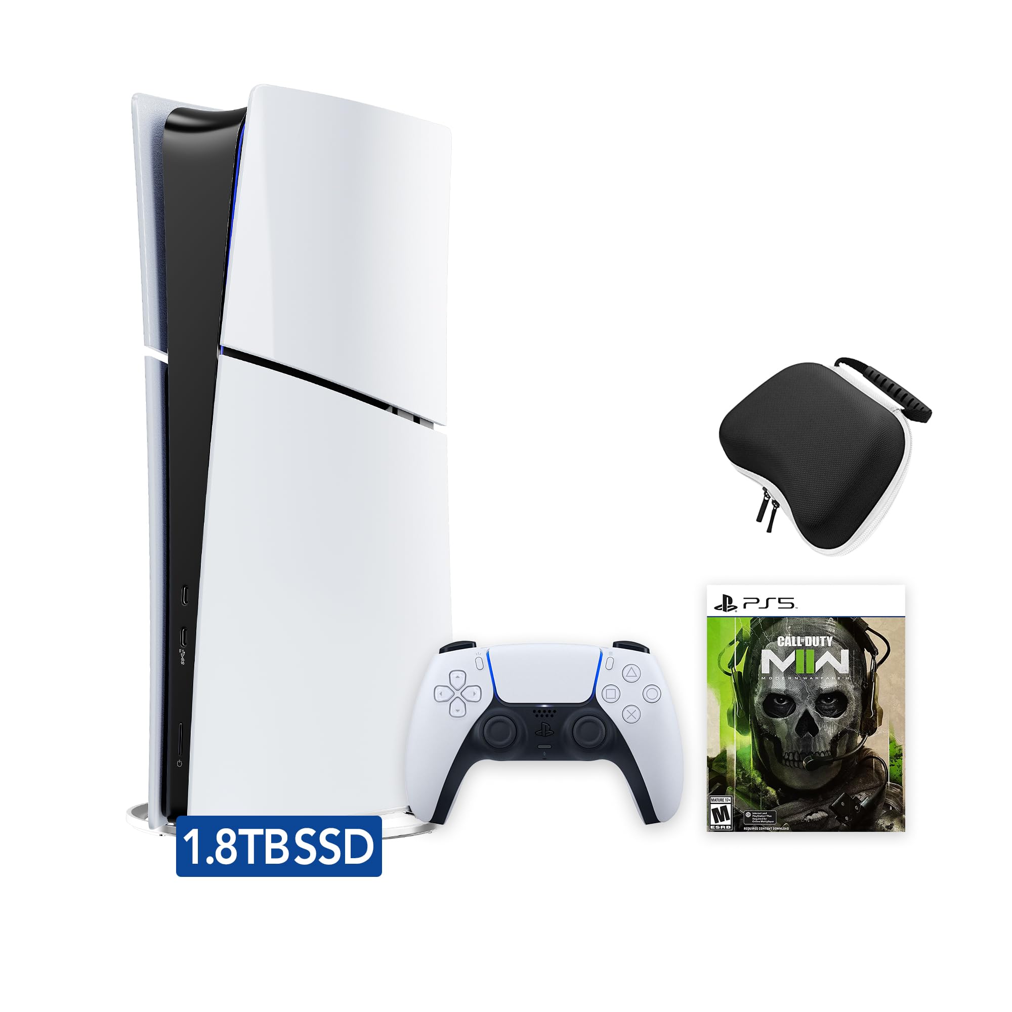 PlayStation 5 Slim Upgraded 1 8TB Digital Edition Call of Duty Modern Warfare II Bundle and Controller Charger