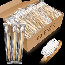 Sliner 100 Packs Prepasted Disposable Toothbrush Bamboo Prepasted Individually Wrapped Pre Pasted Toothbrush with Bamboo Handles Homeless Gift Set for The Homeless Classic Color