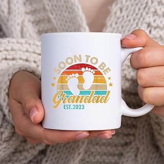 Mens Soon to be Grandad 2023 Father's Day First Time Dad BlackMug, Tea Mug, Tea Cup, Coffee Cup