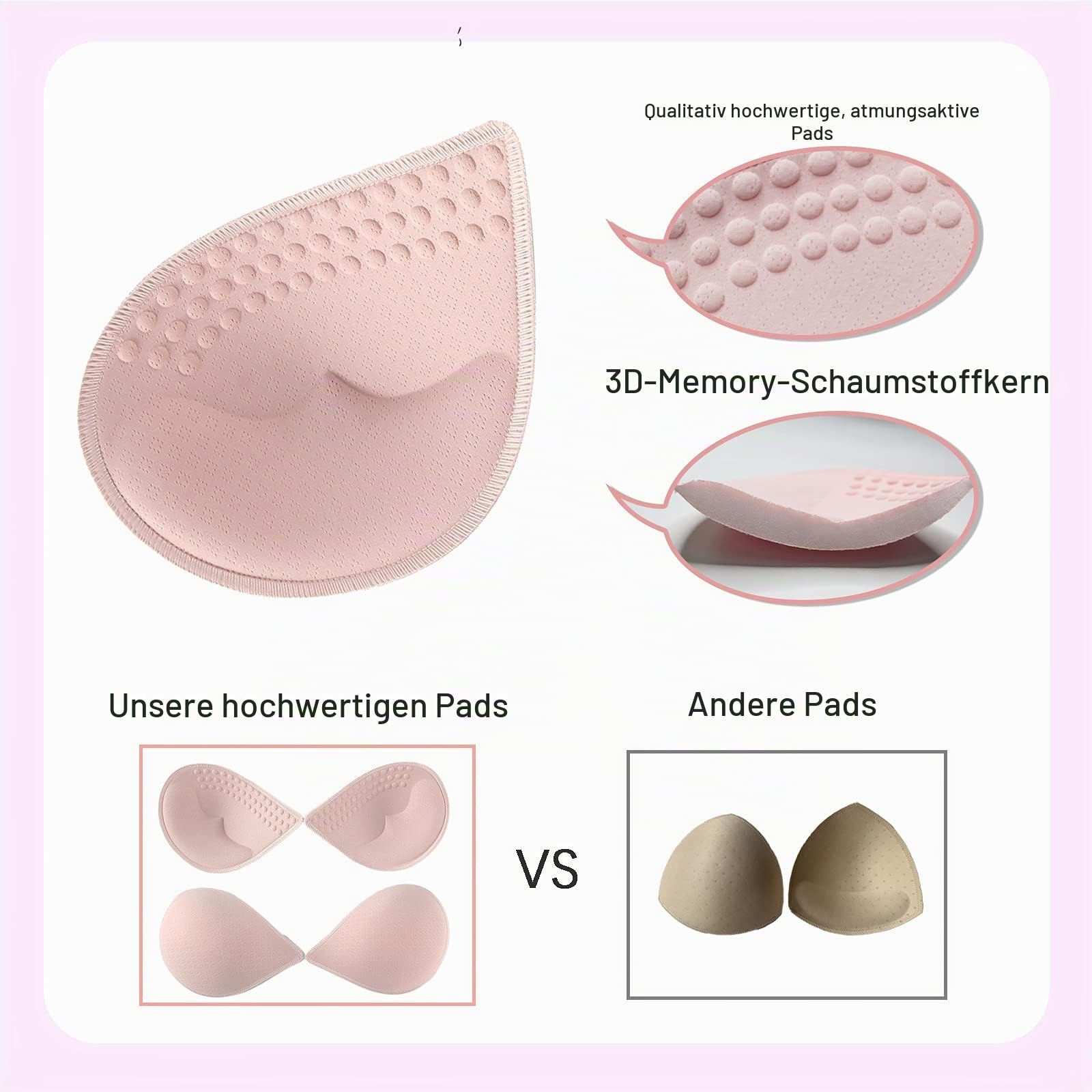 Douzi BH-Einlagen 4 Paar herausnehmbar Für Sport-BH oder Bikini-Badeanzug-Oberteile (A/B/C/D Cup)