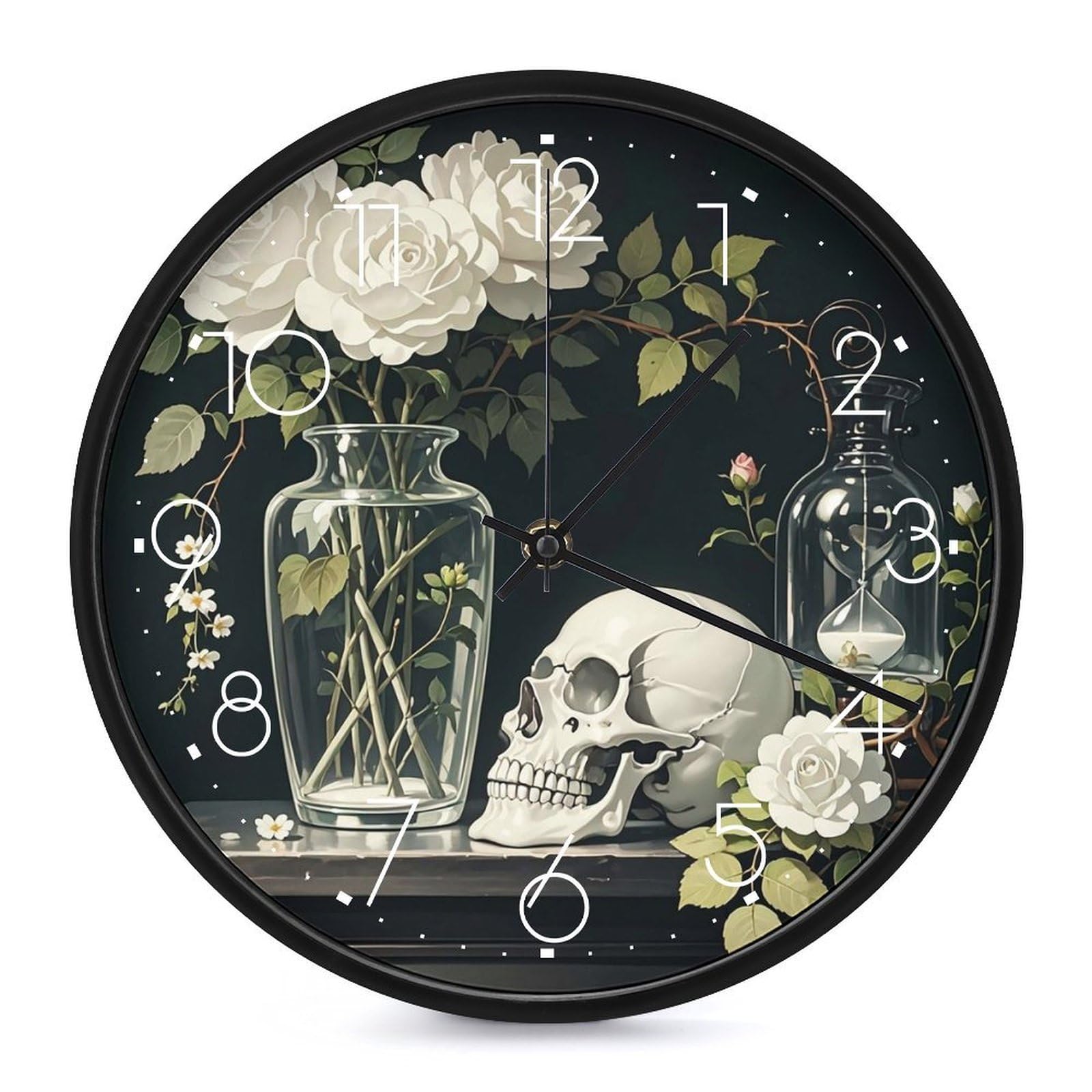 DWVTSLH Gothic Room Decoration Wall Clock 10 Inch Silent Non-Ticking Modern Clocks Battery Operated - Decorative Wall Clocks for Bedroom Living Room Kitchen Office Wall Decor Gift Idea