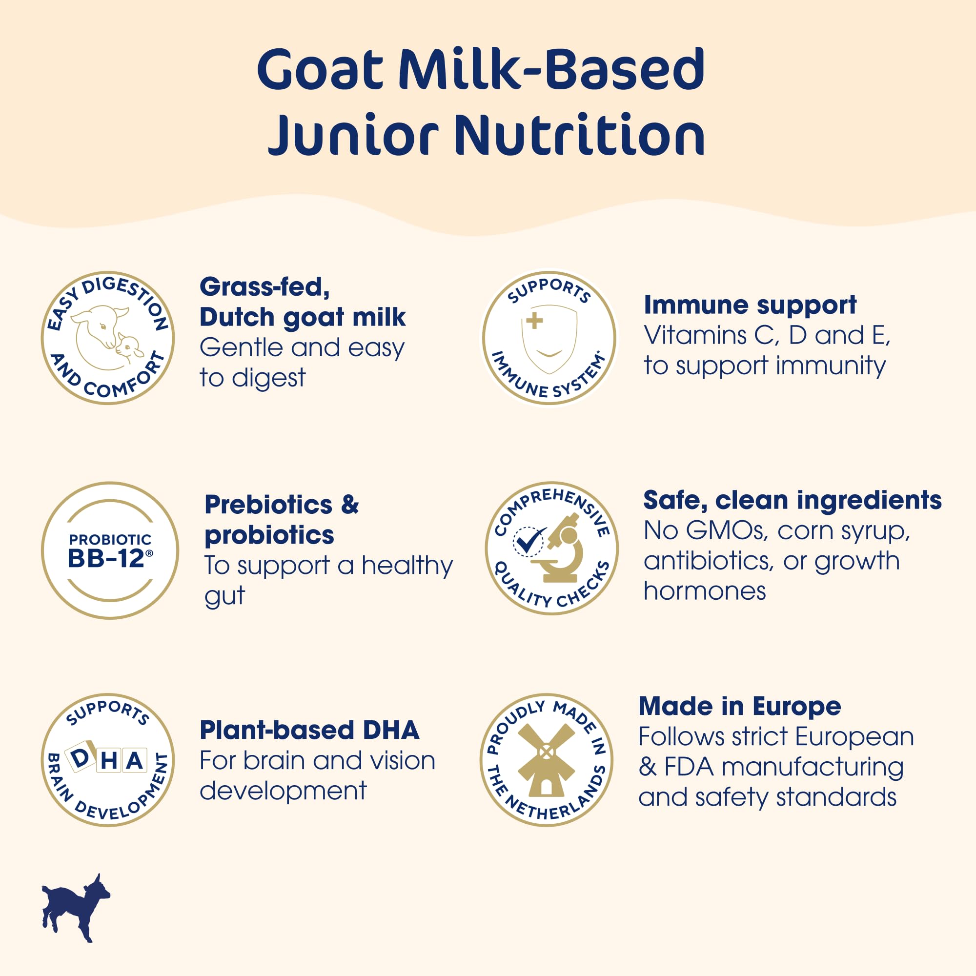 Kabrita Junior Goat Milk Powder for Kids - Easy to Digest for Ages 2-7 - Immunity Boosting Containing Vitamin C, D, E, Protein & Calcium - Non-GMO Gentle on Sensitive Tummies - 14 Oz (Pack of 6)