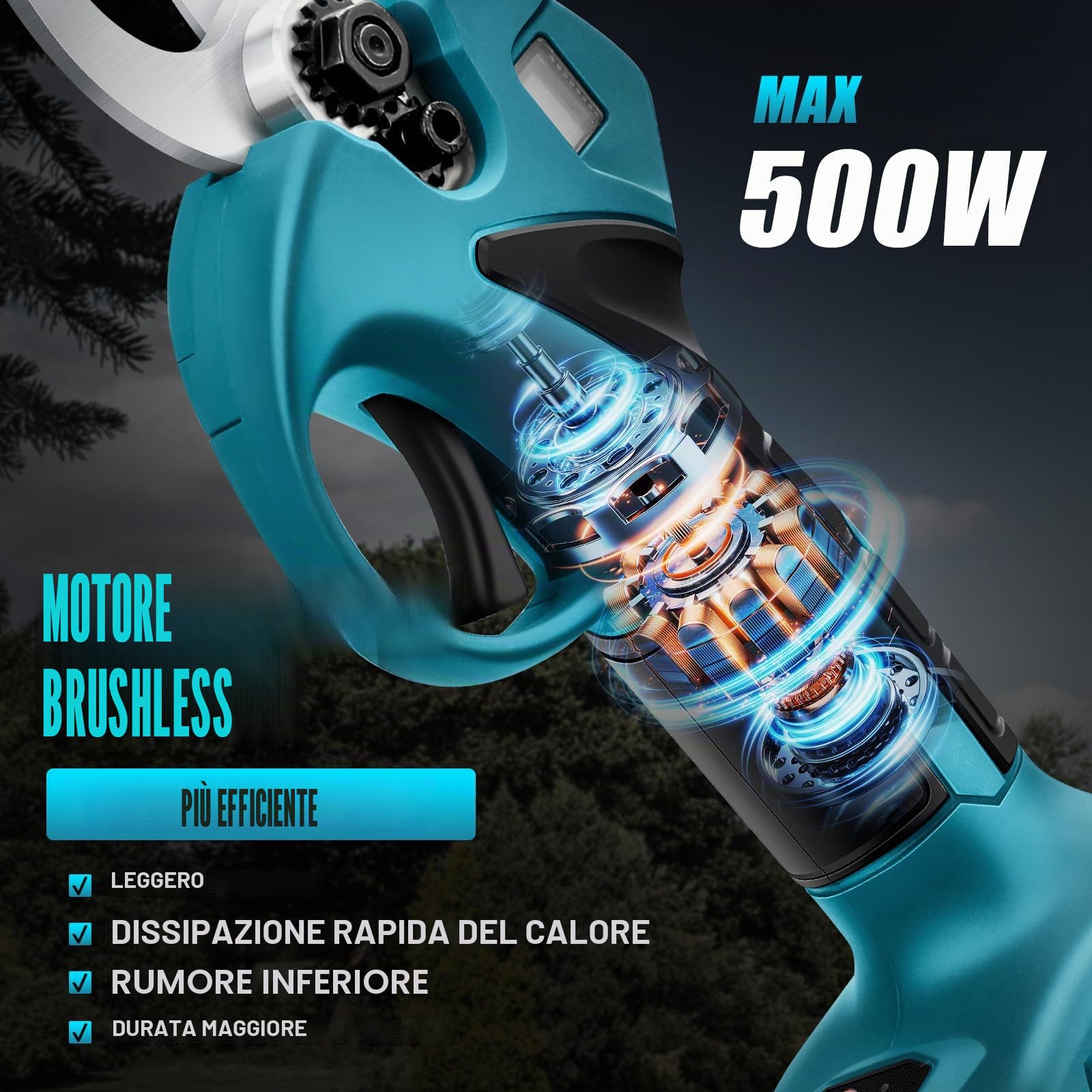 Troncarami compatibile con Makita 18 V (senza batteria), con 8.5ft asta di prolunga, diametro di taglio massimo 30 mm, display LCD, troncarami elettrici ricaricabili (con asta di prolunga)