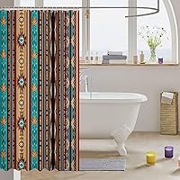 Vista 3 de Cortina de baño azteca de 72 pulgadas de ancho x 72 pulgadas de largo, cortina de ducha étnica tribal con flechas occidentales, juego de cortina