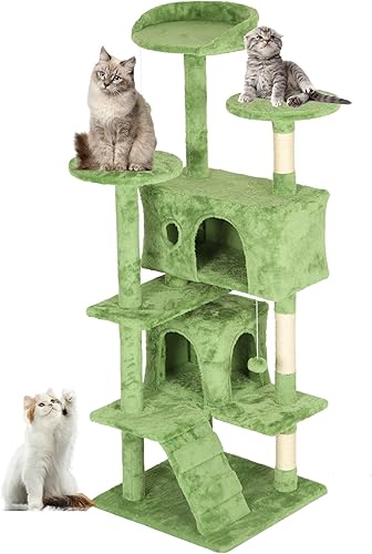 Miniatura 35 de FDW | Torre para Gatos de 54" | Gris Oscuro | Centro de Actividades Interior Multinivel con Postes Rascadores de Sisal, Condos, Perchas de Felpa,