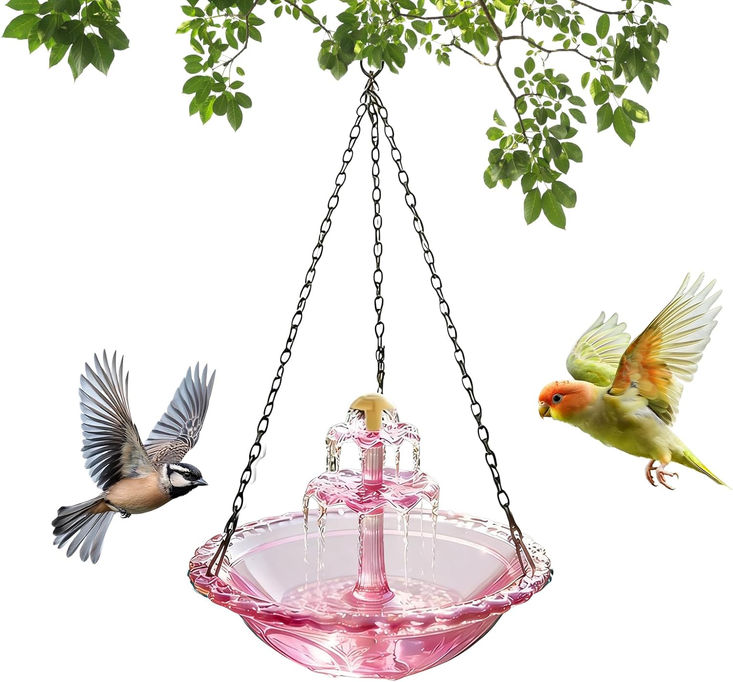 Solar Cascading Bird Bath Fountain - Hangable Garden Water Fountain Birdbath,Backyard Birdbath Attracts Wild Birds | for Backyard Patio Balcony Yard Porch Birdwatchers