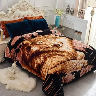 JML Plush Soft Fleece Blanket King Size, 87" x 94", 10.5 Pounds, Heavy Korean Style Raschel Velvet Blanket - Thick and Warm 2 Ply A&B Animal Printed for Fall, Winter, Wolves