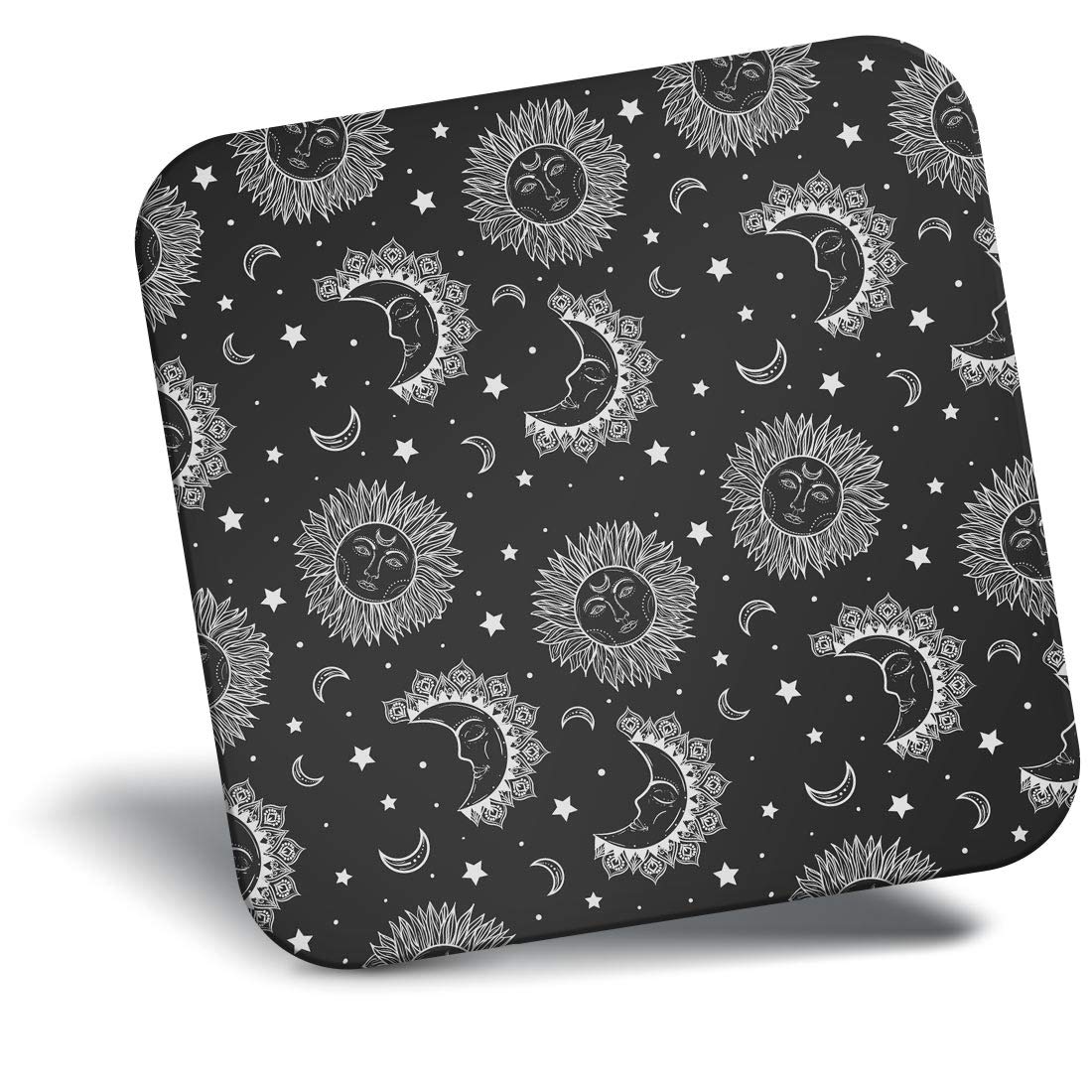 Destination Vinyl Ltd Fridge Magnet Bw - Bohemian Moon Sun & Stars #35258