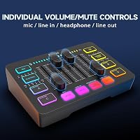 FIFINE Gaming Audio Mixer RGB XLR Mikrofon Interfész Podcast Streaming 3