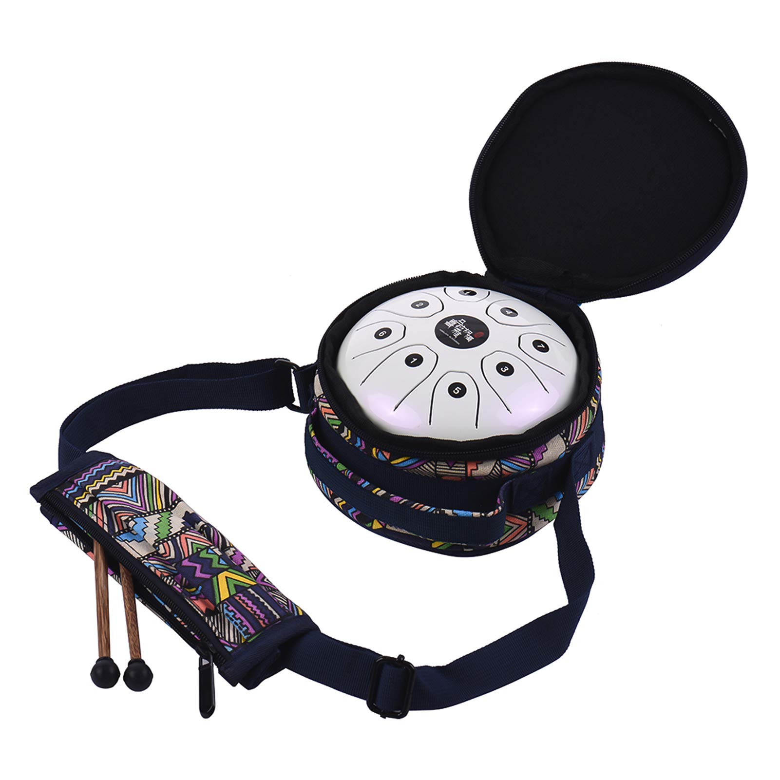 Btuty - Steel Tongue drum a 8 toni, 14 cm, strumento a percussione in do con bacchette e custodia per il trasporto