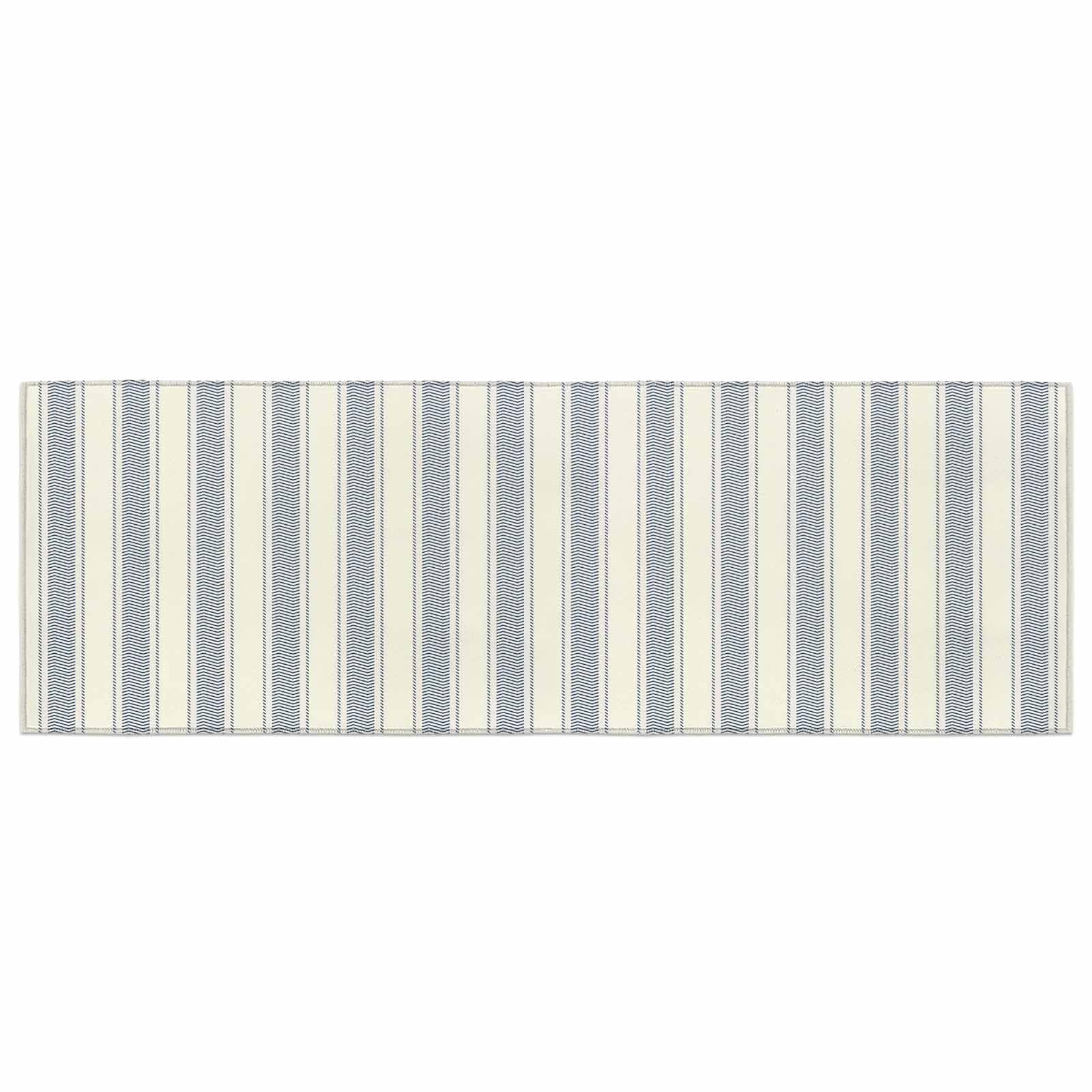 Kitchen Runner Rug, Black Stripes Vintage Beige Farmhouse Decor Non Slip Runner Carpet Door Mats Floor Mat for Laundry Bedside Bathroom Bedroom 19.7"