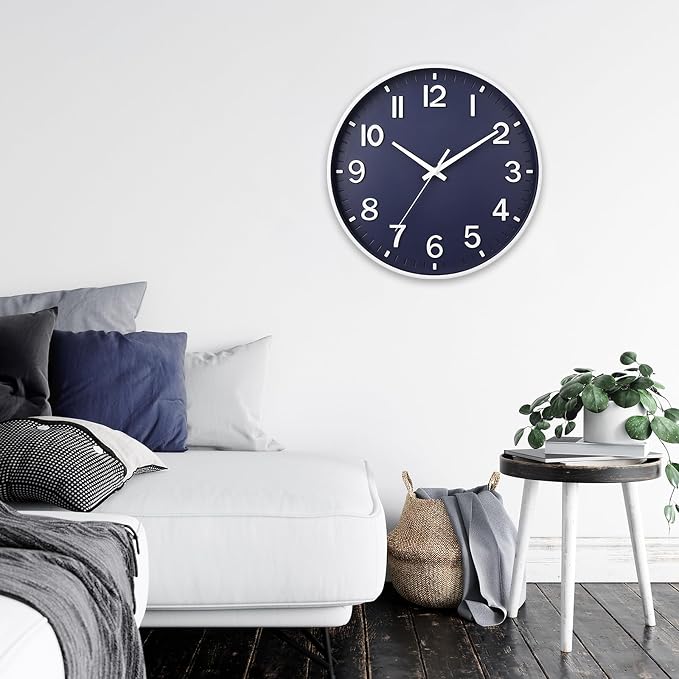 Reloj de Pared HZDHCLH con Batería, Azul Marino, 8 pulgadas, Silencioso, Moderno, 3D miniatura 10