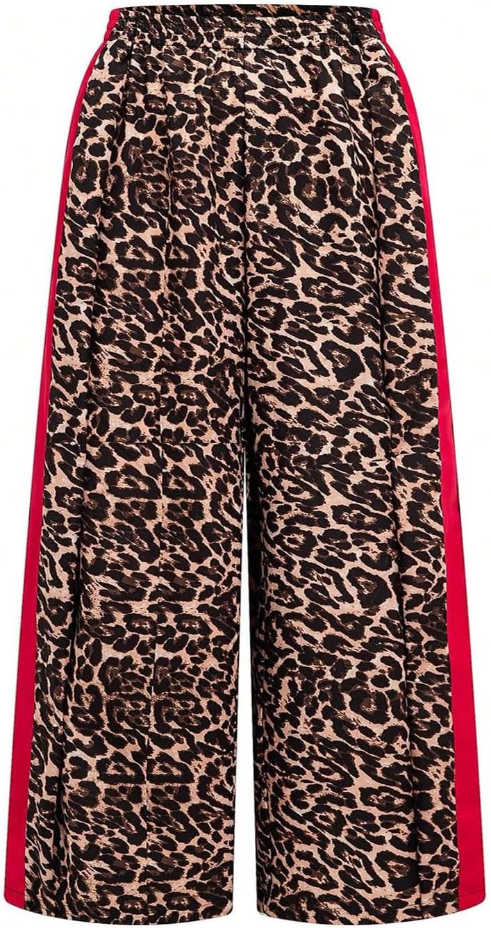 Verdusa Women's Plus Size Leopard Baggy Pants Y2K Streetwear Wide Leg Trousers - Image 5
