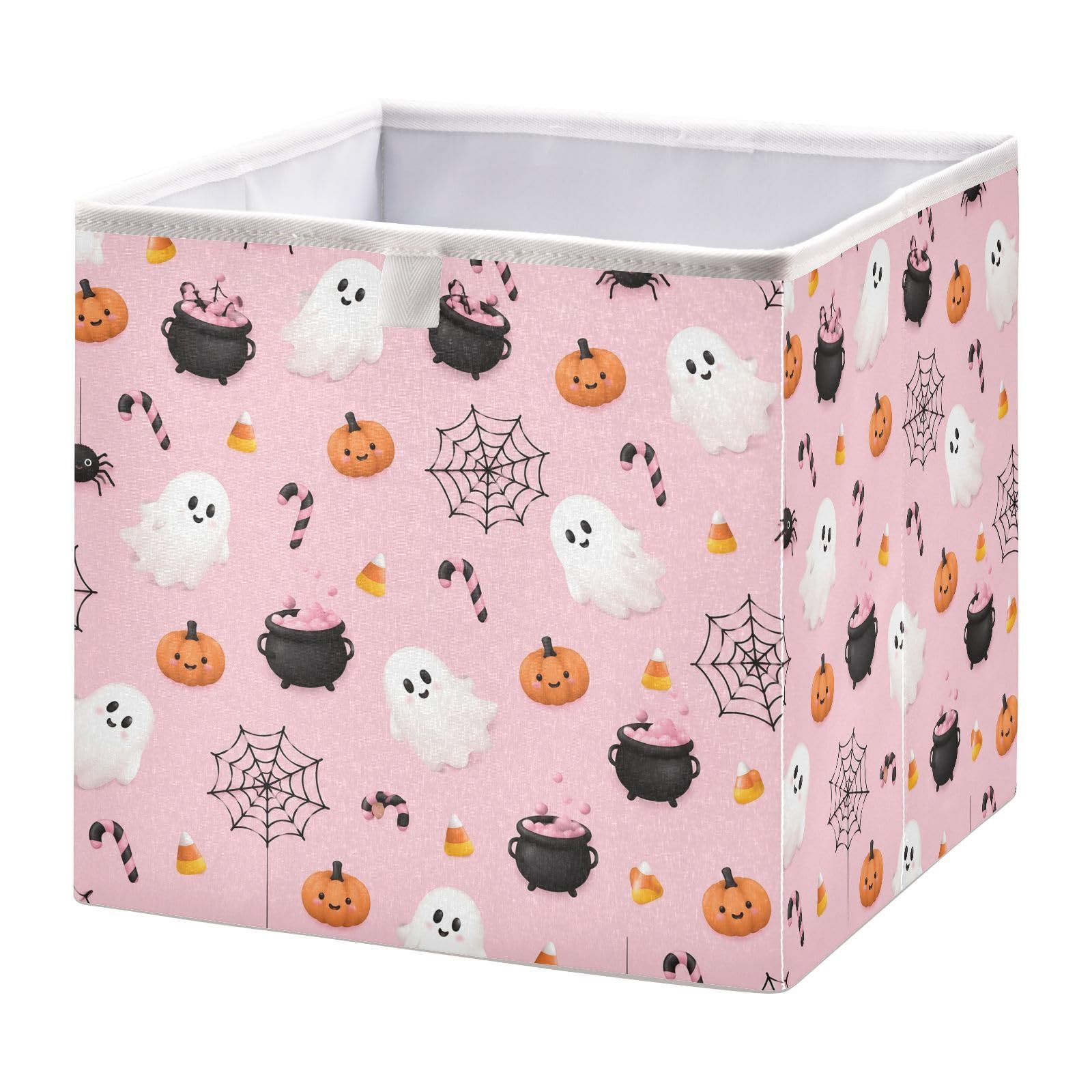 Ewusp Halloween Boo Cube Storage Boxes 28x28 cm Foldable Closet Organiser Bin Holiday Basket Baby Basket for Nursery Bedroom Office
