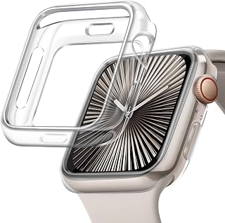 JR.DM 46 mm Hülle für Apple Watch Series 10, Weiches, Flexibles TPU-Gehäuse, 360° Rundum Anti Kratz Anti Staub Ultradünne Schutzhülle, Glänzender Bumper für iWatch, Klar