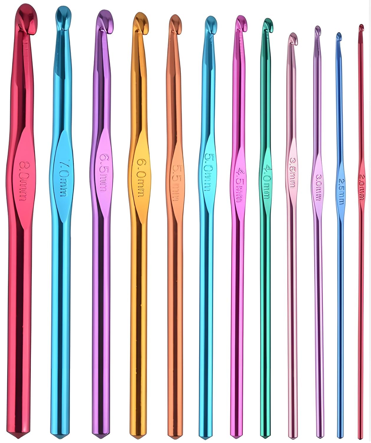 Premium Aluminium Crochet Hooks (Pack of 12) Knitting Needles Set with Case (Multicolor) Crochet Hooks Sewing Needles | Plastic Locking Knitting Crochet Stitch Markers (Multi- Aluminium Needle set)-image-9