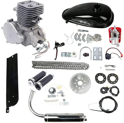 CUBELLIN Upgraded 100cc Bicycle Engine Kit 2 Stroke Bicycle Motor Kit Low Fuel Consumption Bike Engine Kit Air Cooling Bic...