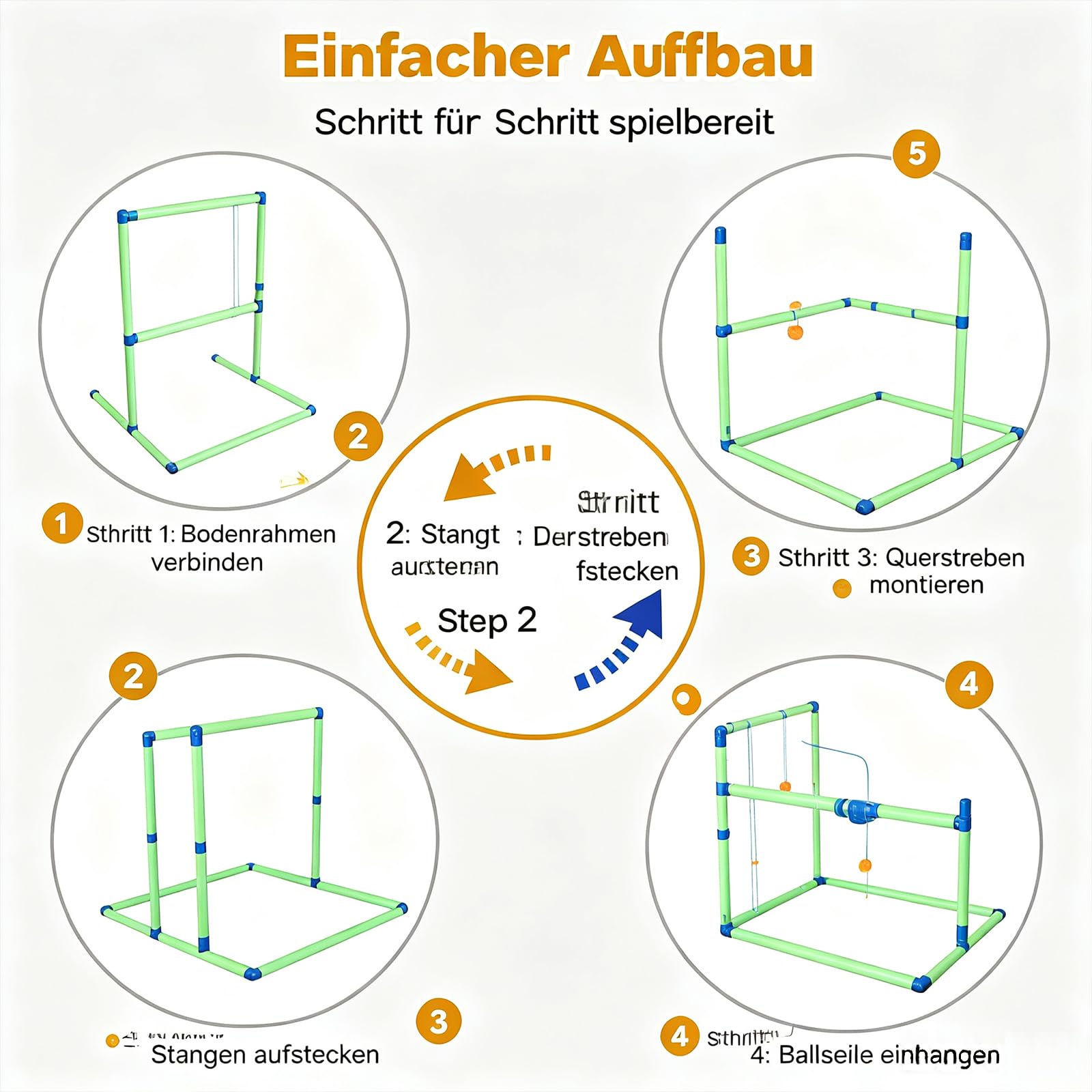 Leitergolf Outdoor mit Nachtleucht-Effekt – Modernes Wurfspiel Gartenspiel mit Bolas, Geschicklichkeitsspiel für Garten, Camping, Terrasse und Party