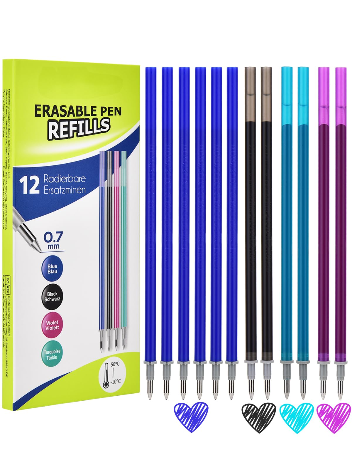 Recharges Effaçables Legami 0.7mm - Lot De 14 Mines Bleues
