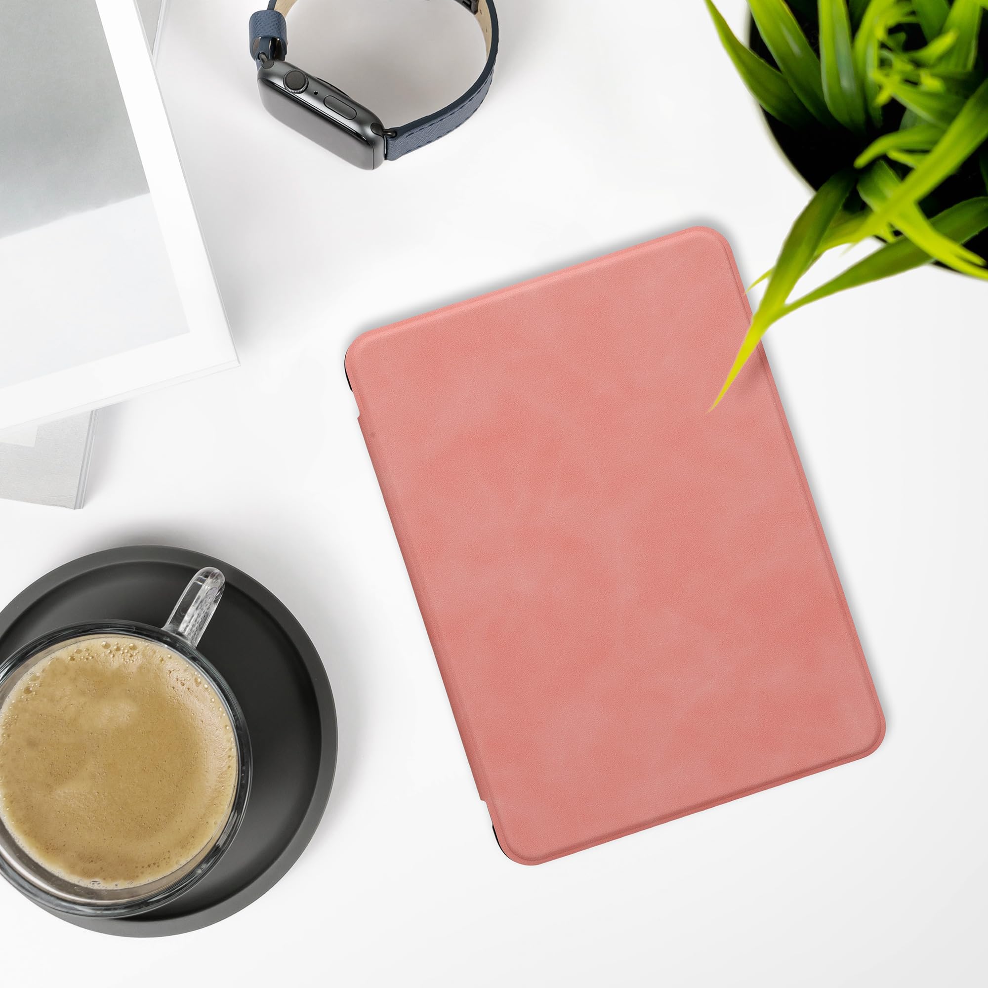 kwmobile Case Compatible with Amazon Kindle Paperwhite (2024)/Colorsoft - PU Nubuck Leather Protective e-Reader Flip Case Cover - Dusty Pink