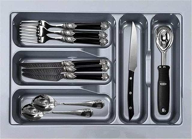 Plastic Cutlery Tray Organiser, Kitchen Cutlery Tray, Insert Kitchen Draw Utensil Tray Drawer Storage Rack for Home, Kitchen, Office (400 mm)