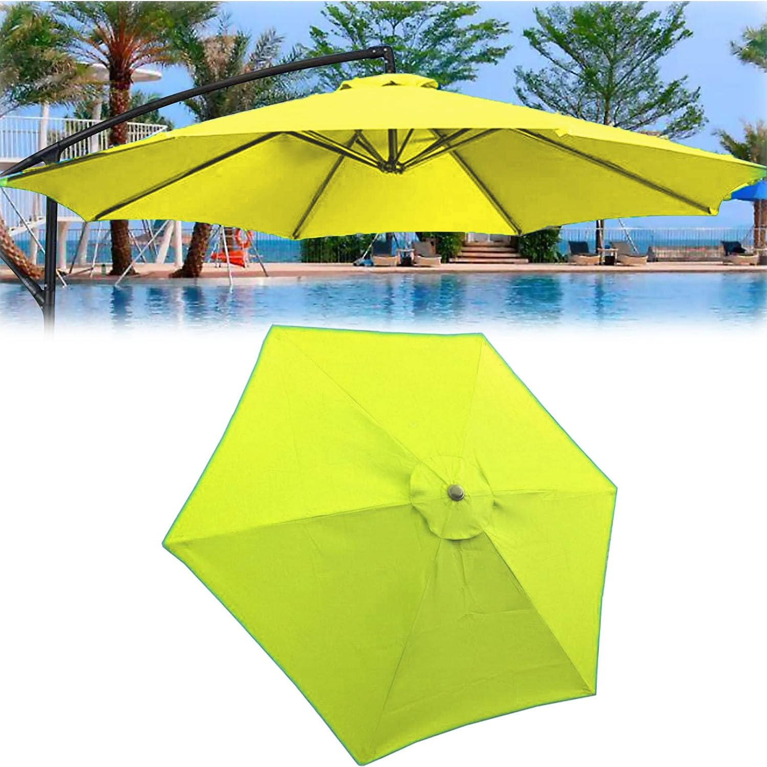 8.9ft Outdoor Patio Umbrella Replacement Canopy Market Umbrella Top Replacement Cover 2.7m 3.0m Garden Parasol Replacement Cloth Replacement Fabric for Sun Umbrella 6 Ribs 8 Ribs (Color : Yellow, Si