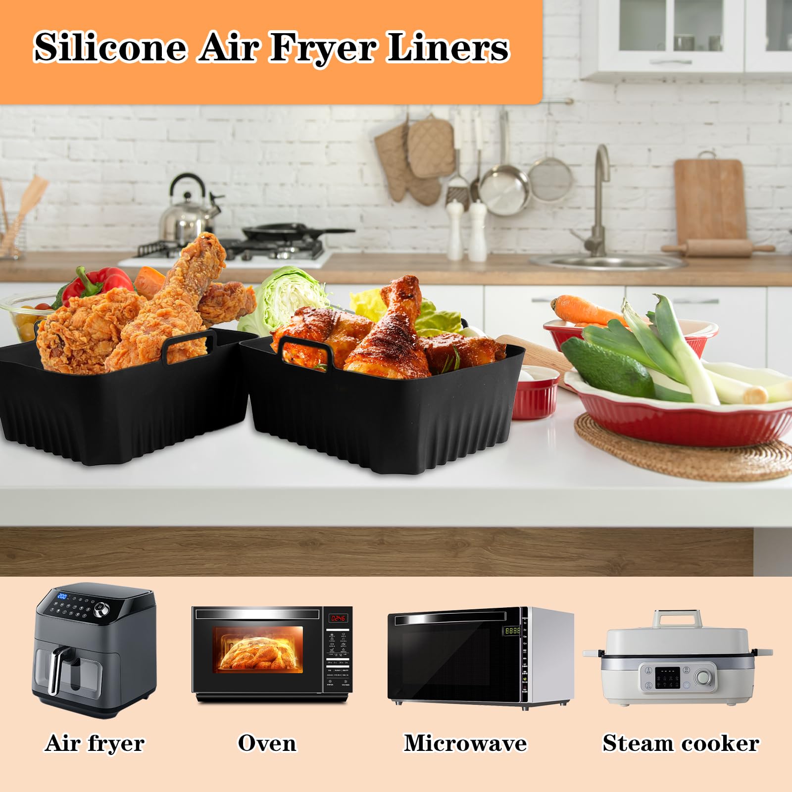 LADYSONS Siliconen vorm Heteluchtfriteuse voor Ninja AF500EU 10,4L, accessoires voor heteluchtfriteuse, 10,4 l en 10 liter, verschillende twee maten luchtfriteuse, ook compatibel met Duronic 10 l en