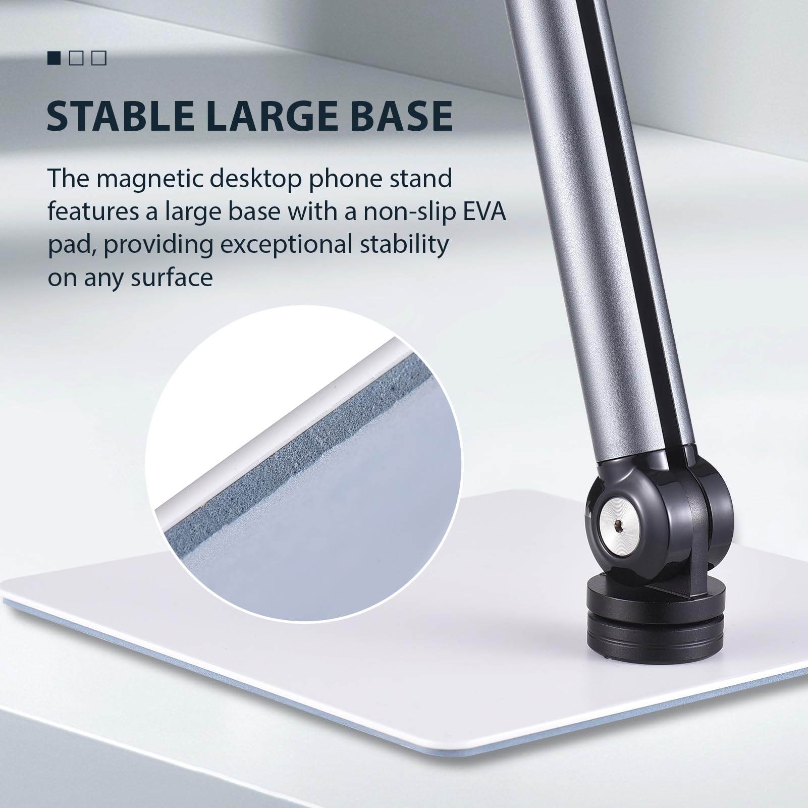 Soporte magnético para teléfono para Escritorio Soporte magnético Giratorio de 360° con Brazo articulado Flexible y Base Grande para la mayoría de transmisiones de teléfonos
