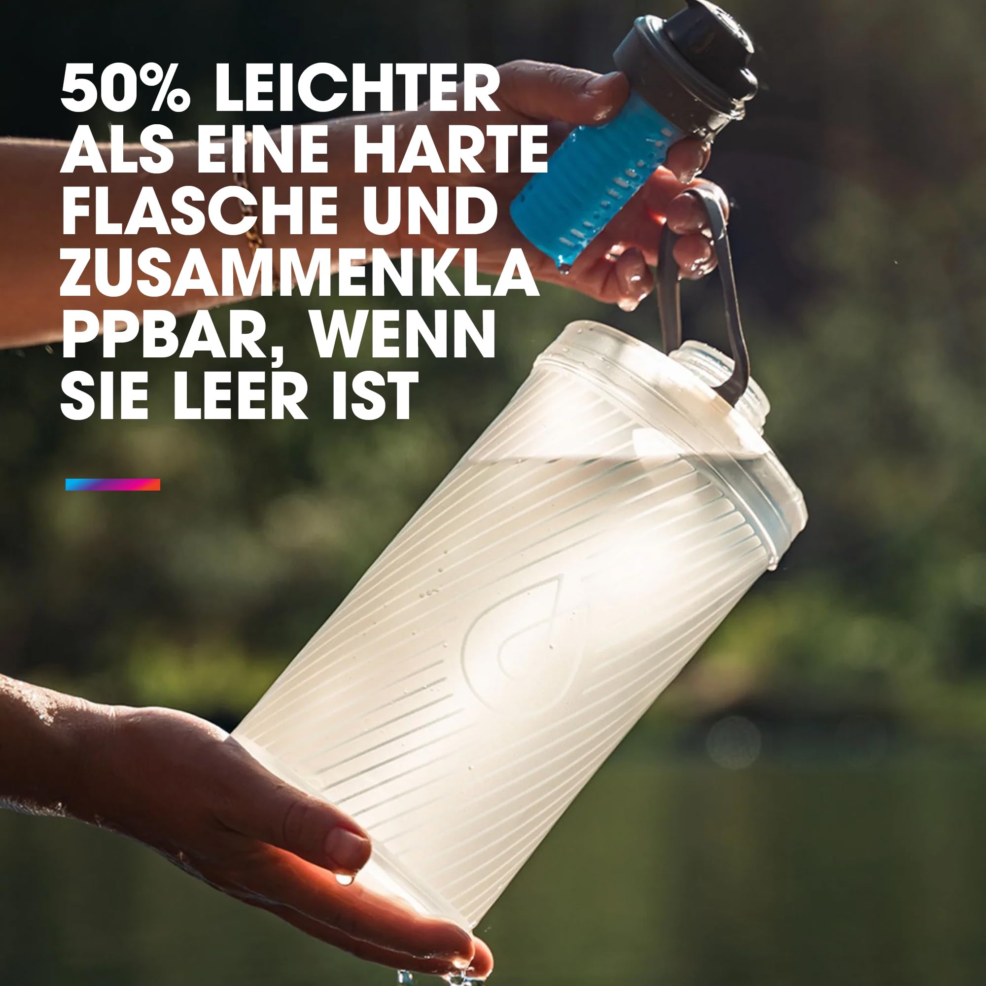 Hydrapak FLUX + 1.5L FILTER KIT - Zusammenklappbare Trinkflasche für Rucksacktouristen - BPA-frei, ultraleicht, auslaufsicherer Drehverschluss - klar