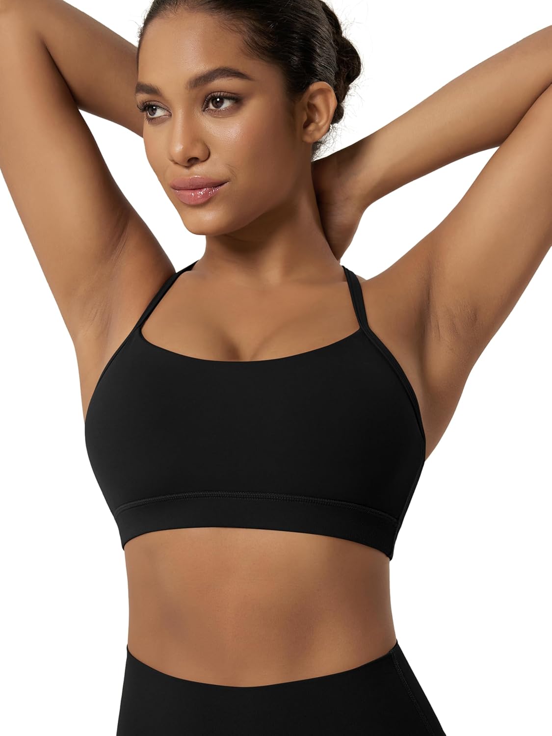 ODODOS Cloud Feeling Y Racerback Sports Bra for Women Wirefree Padded Strappy Yoga Bra