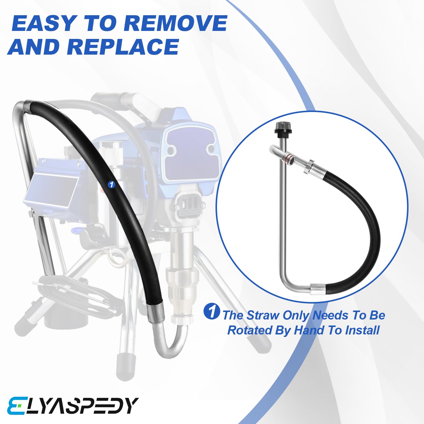 Manguera de succión de acero inoxidable, 1 filtro de acero inoxidable, compatible con Graco 390 395 490 495 595 Tongshan T300 500 máquina de pulverización sin aire/pintura de línea, accesorios de