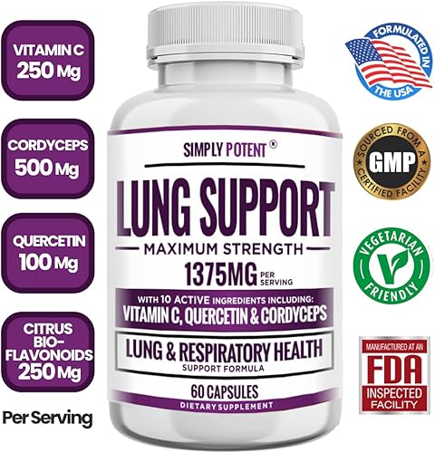 Miniatura 2 de Suplemento de apoyo pulmonar para limpieza y desintoxicación pulmonar, fórmula integral - Quercetina con ortiga bromelina vitamina C K2 y 500 mg