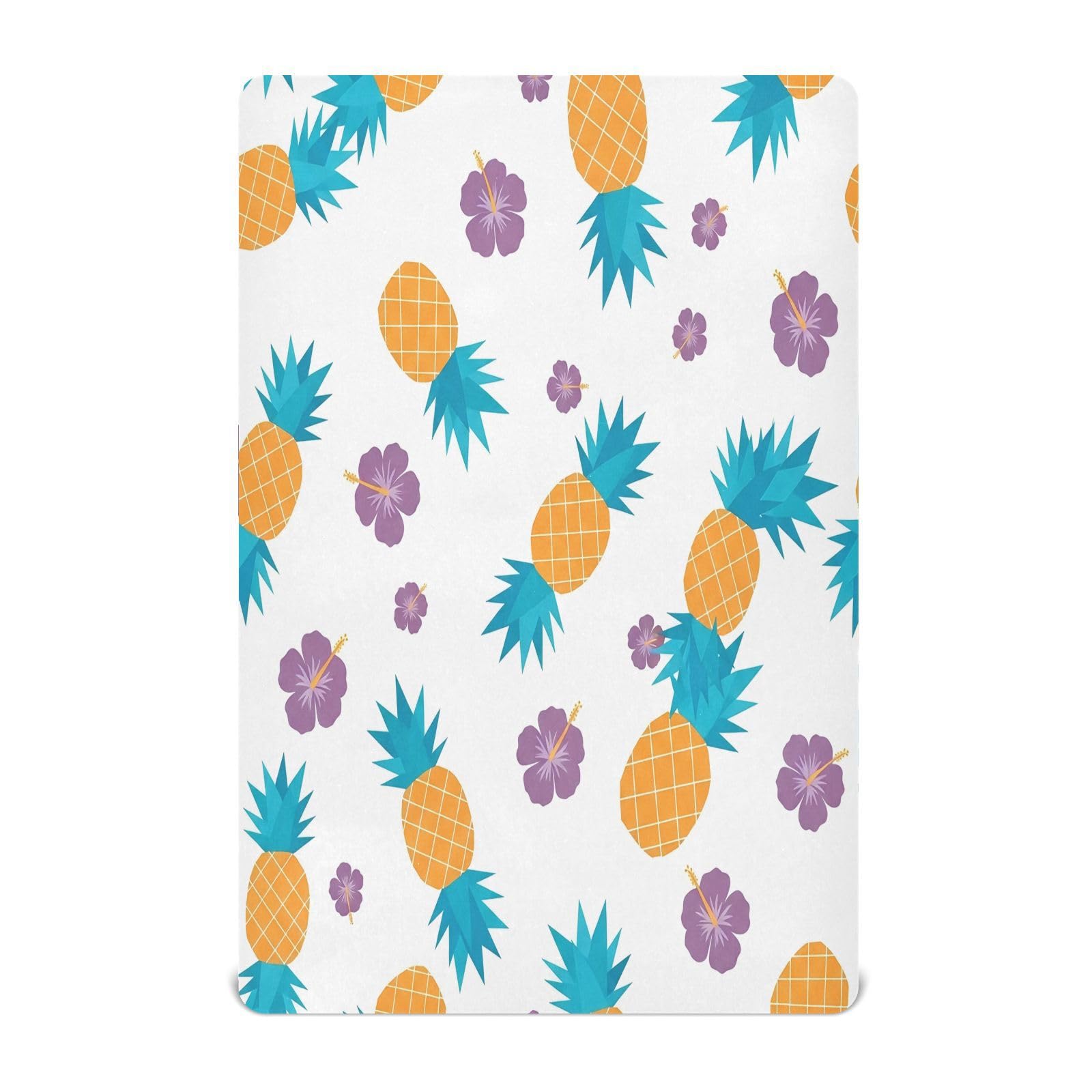 Ttgoth Pineapple Fitted Cot Bed Sheet 140x70cm Jersey Knit Baby Sheet Soft Breathable Stretchy for Standard Cot Bed Mattress, Unisex Boys Girls