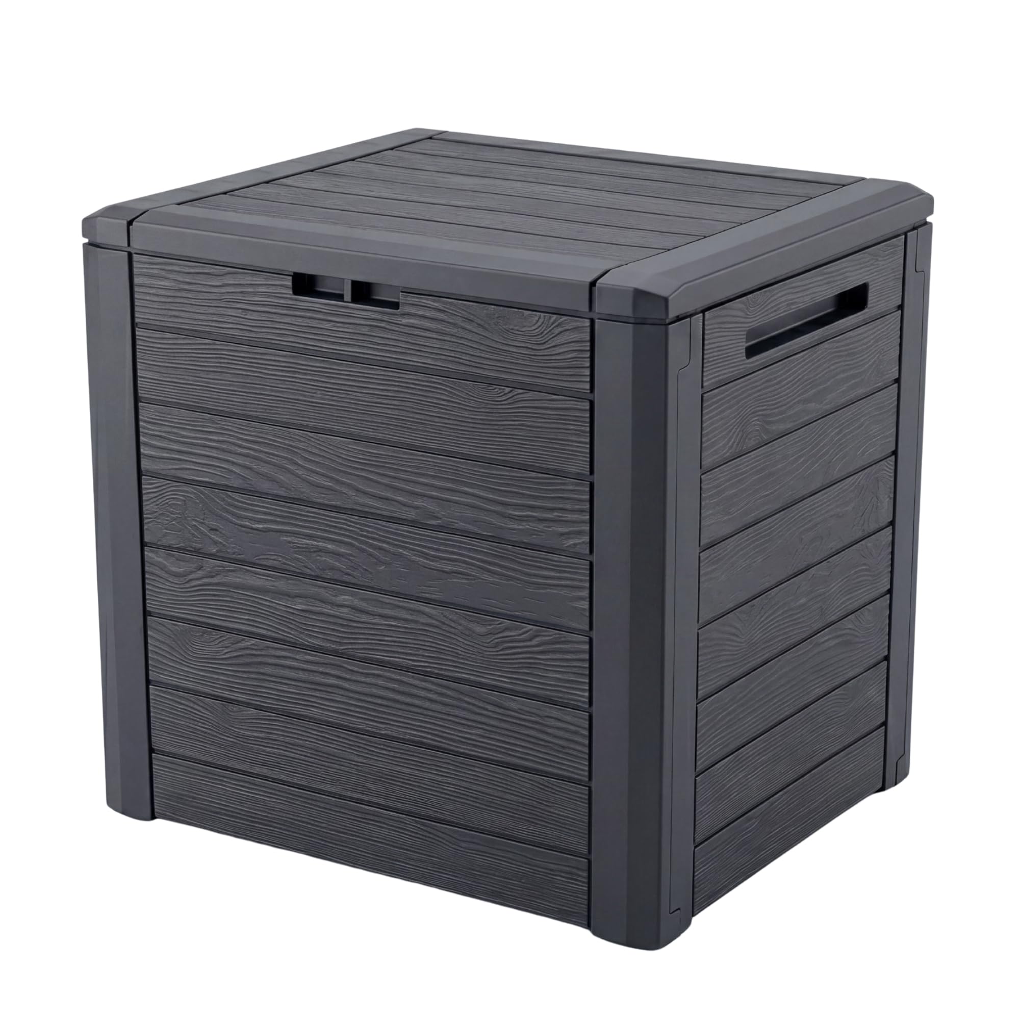 BigDean Gartenbox klein kompakt 140 Liter ideal für Balkon und kleine Flächen, Holzoptik Auflagenbox