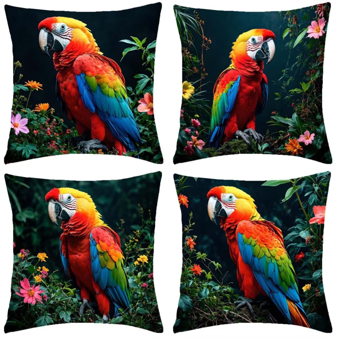 Federe Cuscini Divano 45x45cm Set di 4 Fodere Cuscini in Lino, Copri Cuscini per Divano Uccello Camera da Letto Divano, Copricuscino Divano Cuscini Decorativi Casa, Camera da Letto, Arredo Sedia