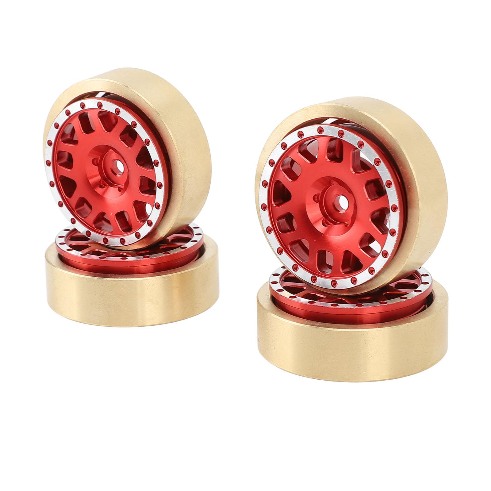 4 Uds. De contrapesos de cobre de procesamiento CNC de cubo de rueda roja de aluminio para coche HOBBYPLUS 1/18 4WD CP18P RC