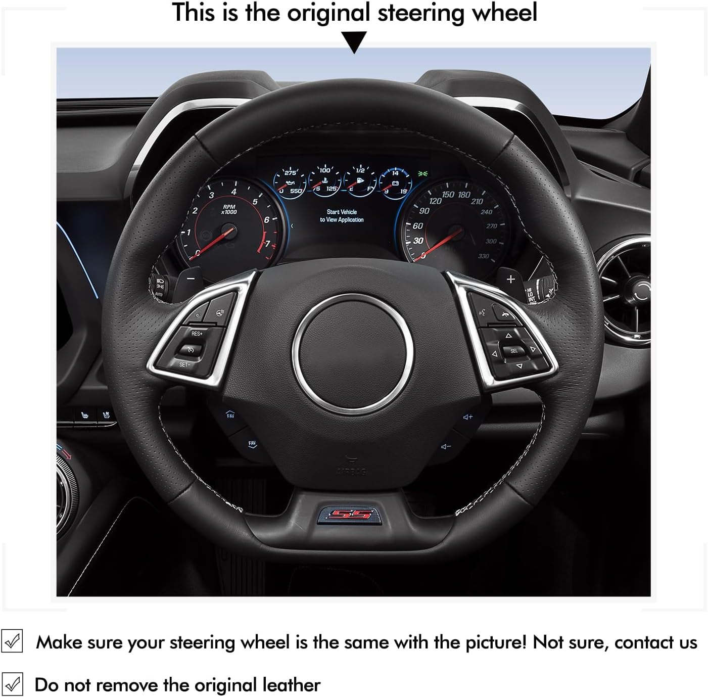 MEWANT Hand Stitch Car Steering Wheel Protector Wrap Cover for Chevrolet Camaro 2017-2022 Steering Wheel Accessories