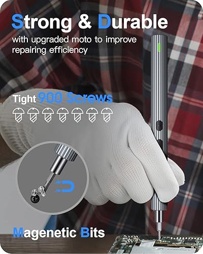 Miniatura 6 de Kingsdun Mini destornillador eléctrico, 36 en 1 juego de destornilladores eléctricos de precisión inalámbrica con 30 puntas magnéticas, kit de