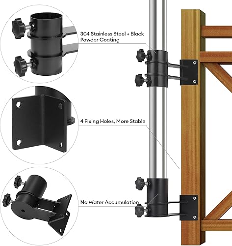 Miniatura 3 de Abrazadera de sombrilla resistente para montaje en esquina, 2 piezas, soporte de sombrilla de patio, soporte ajustable para sombrilla de terraza,