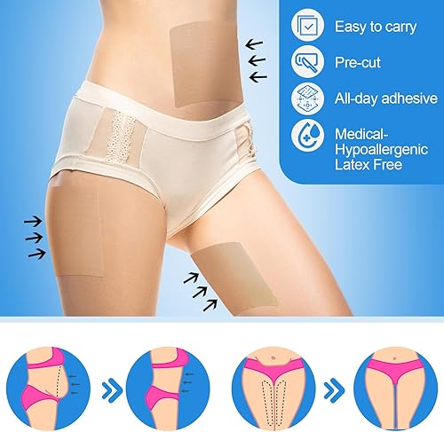 Miniatura 9 de 50 cintas de levantamiento de muslos, impermeables, para levantamiento de muslos, cinta para la celulitis para piernas sueltas y flácidas, parche