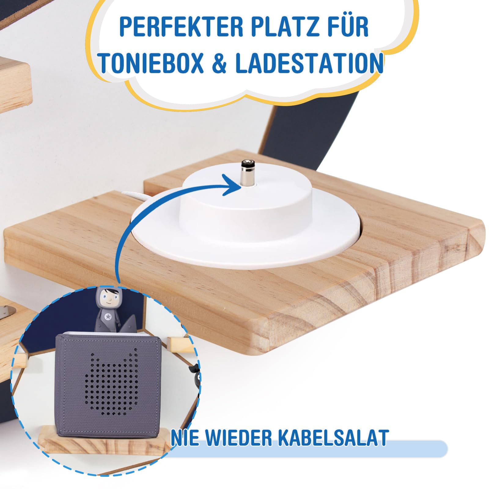 Todeco Tonie-Regal für Toniebox Hörfiguren, Magnetische Aufbewahrung für 20-25 Tonie, Wandregal Kinderregal für Mädchen & Jungen, Fußball