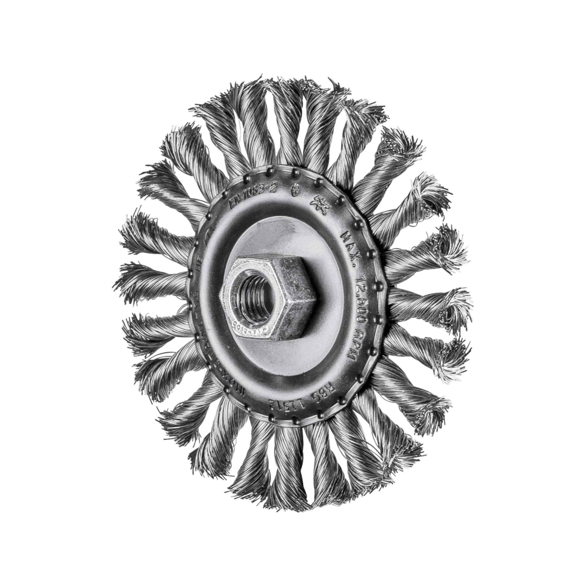 Pferd Cepillo de Alambre Redondo 115 millimeters, Ancho 12 millimeters, Alambre Trenzado Combitwist Inox 0,35, Rosca M14 x 2, para Trabajos Pesados
