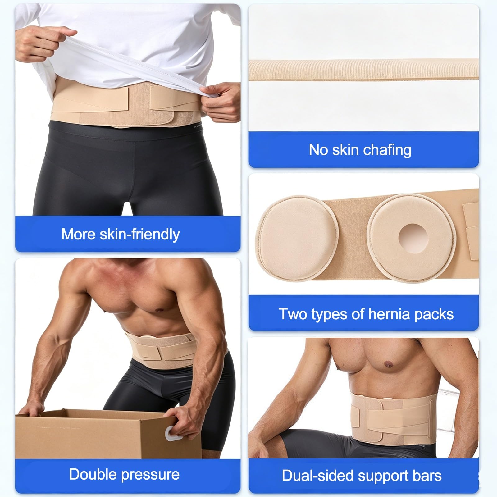 Cintura Ernia Ombelicale Uomo Donna, Fascia Addominale Traspirante Regolabile con 2 Cuscinetti Compressivi, Recupero Post Parto, Sollievo Ernia Inguinale e Ventrale(60-70cm/23.6-27.6in)